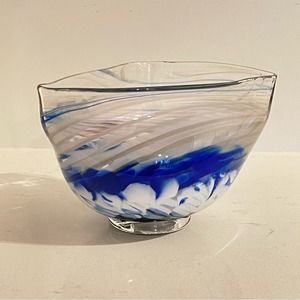 Hand Blown Glass Bowl, Multi-colored Glass Art, VTG Tacoma Glass Blowing Studio
